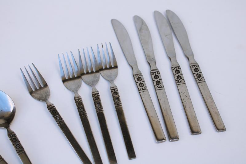 photo of mid-century mod vintage flatware, Artistic pattern Northland stainless Korea #3