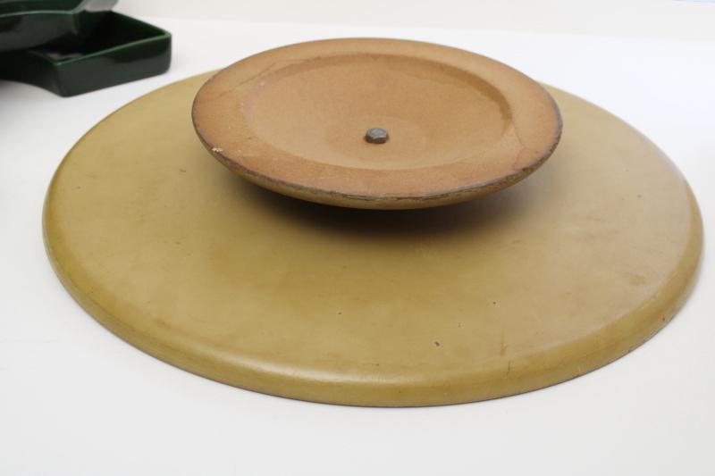 photo of mid-century mod vintage lazy susan w/ ceramic relish tray apple green & pine green #6
