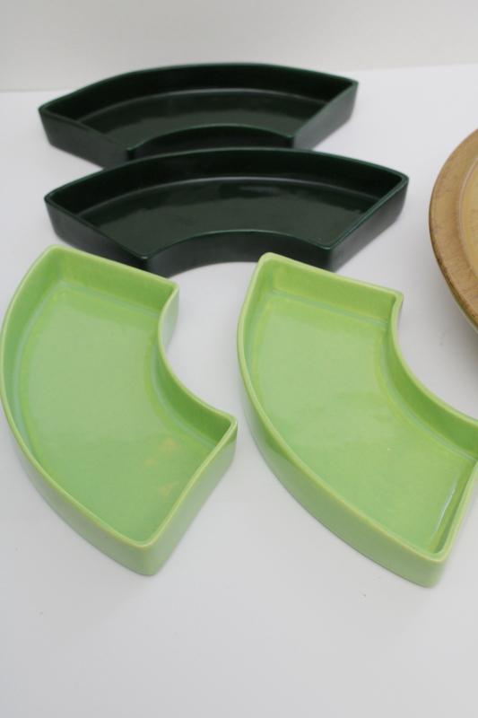 photo of mid-century mod vintage lazy susan w/ ceramic relish tray apple green & pine green #11