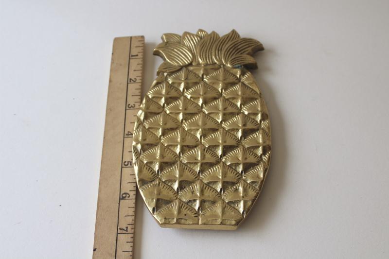 photo of mid-century mod vintage solid brass pineapple trivet, wall art plaque or hanging #3