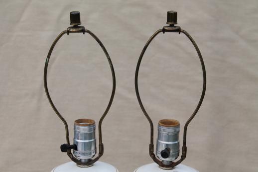 photo of mid-century mod vintage white & gold ceramic table lamps w/ American china label #3