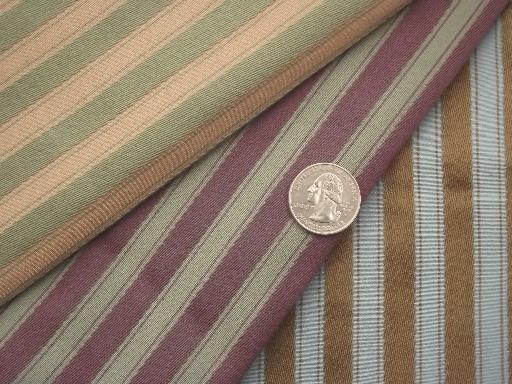 photo of mid-century mod vintage woven stripes upholstery fabric samples lot  #2