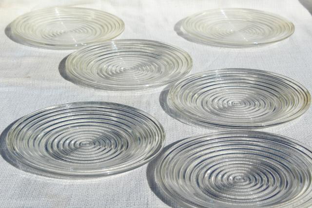 photo of mid-century modern vintage Manhattan glass salad plates mod bullseye concentric circles #1