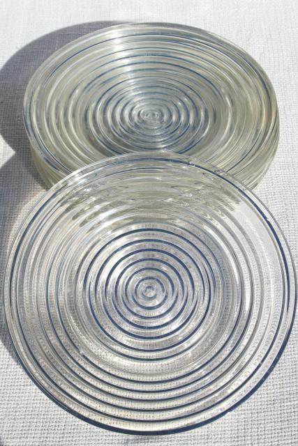 photo of mid-century modern vintage Manhattan glass salad plates mod bullseye concentric circles #3