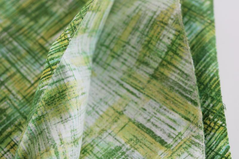 photo of mid-century modern vintage crosshatch print cotton fabric, yellow & lime green #2
