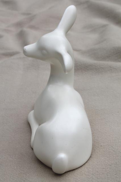 photo of mid-century modern vintage pure white pottery figurine young fawn deer #5