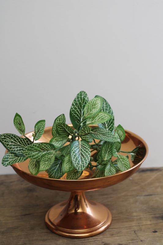 photo of mid-century modern vintage solid copper tazza, pedestal plate, compote or candy dish  #2