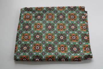 catalog photo of mid-century vintage 36 mid-century vintage 36" wide cotton fabric, print in green, rust orange, brown