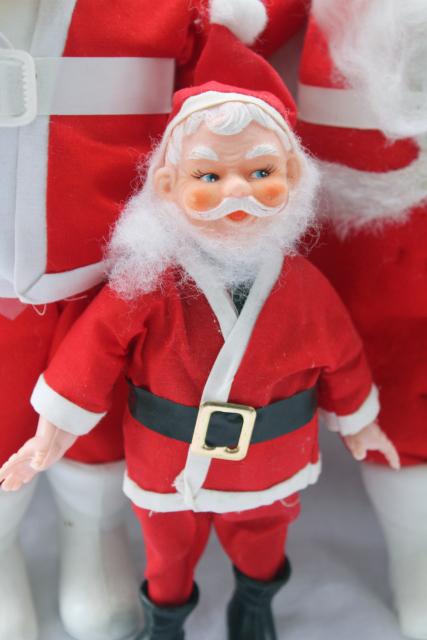 photo of mid-century vintage Christmas decorations, lot plastic Santa Claus dolls #5