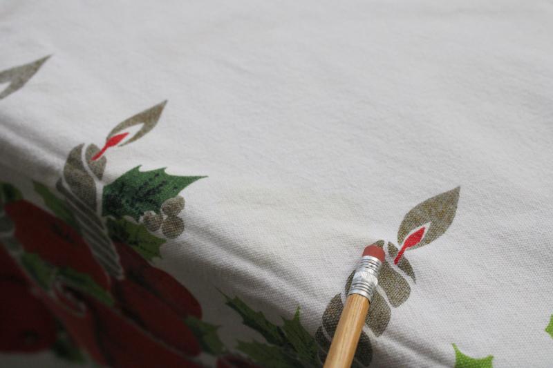 photo of mid-century vintage Christmas print cotton tablecloth, retro holiday decor #8