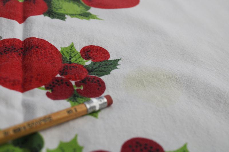 photo of mid-century vintage Christmas print cotton tablecloth, retro holiday decor #9