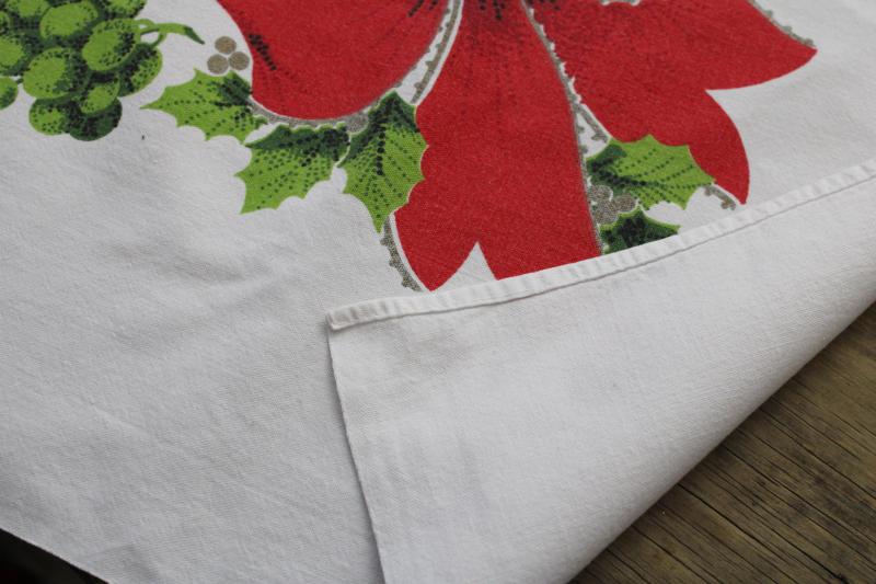 photo of mid-century vintage Christmas print cotton tablecloth, retro holiday decor #11