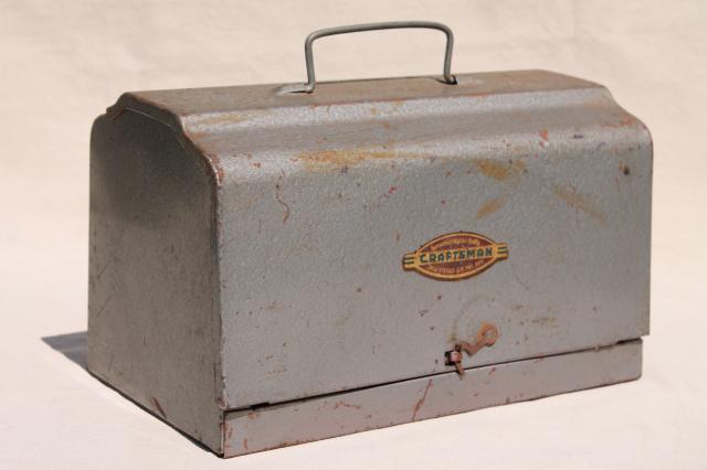 photo of mid-century vintage Craftsman industrial metal 'lunch box' machine tool case #1