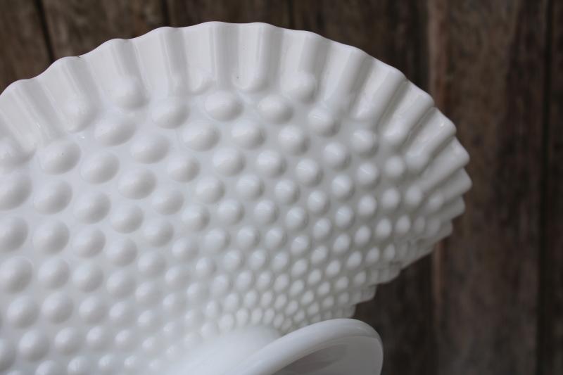 photo of mid-century vintage Fenton hobnail milk glass banana stand fruit bowl #4