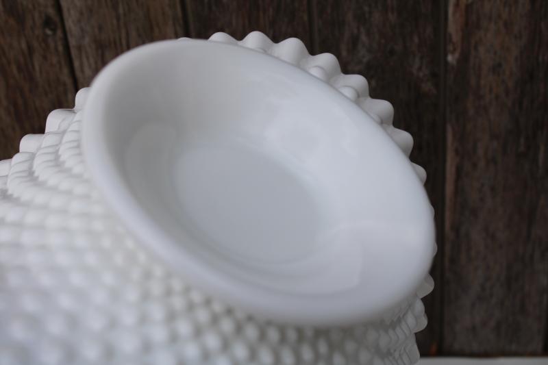 photo of mid-century vintage Fenton hobnail milk glass banana stand fruit bowl #5