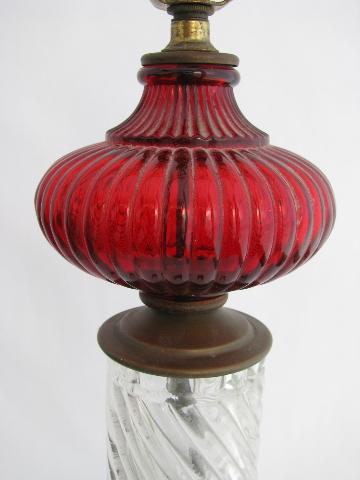 photo of mid-century vintage Italy table lamp, ruby/crystal, Italian art glass #4