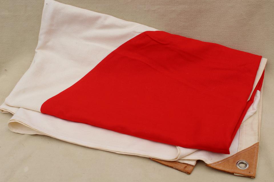 photo of mid-century vintage Japanese flag, Japan flag sewn of all cotton fabric #2