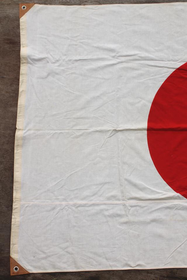 photo of mid-century vintage Japanese flag, Japan flag sewn of all cotton fabric #7