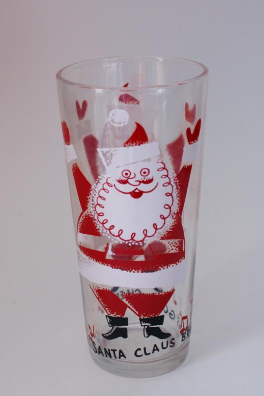 photo of mid-century vintage Santa Claus Brings Good Cheer swanky swig drinking glass #1