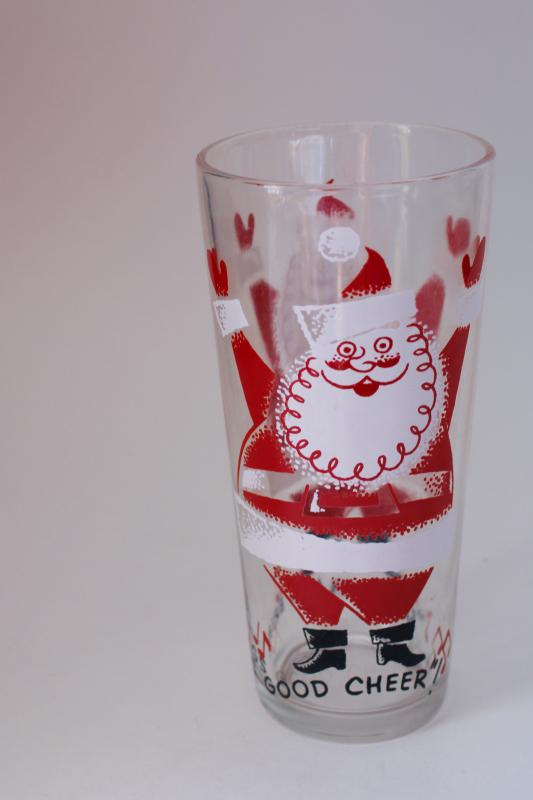 photo of mid-century vintage Santa Claus Brings Good Cheer swanky swig drinking glass #3