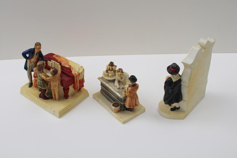 photo of mid-century vintage Sebastian collection miniatures, store display sign w/ pilgrim #6