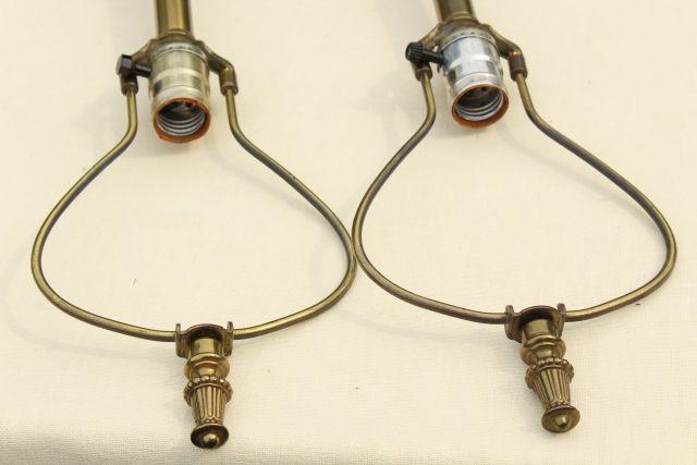 photo of mid-century vintage Stiffel lamps, heavy antique brass plated table lamp pair #4