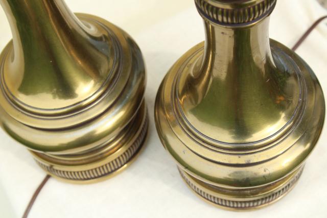 photo of mid-century vintage Stiffel lamps, heavy antique brass plated table lamp pair #11