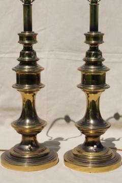 catalog photo of ;mid-century vintage Stiffel style table lamps w/ polished antique brass finish