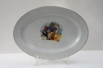 mid-century vintage Thanksgiving turkey platter, made in Japan fine china