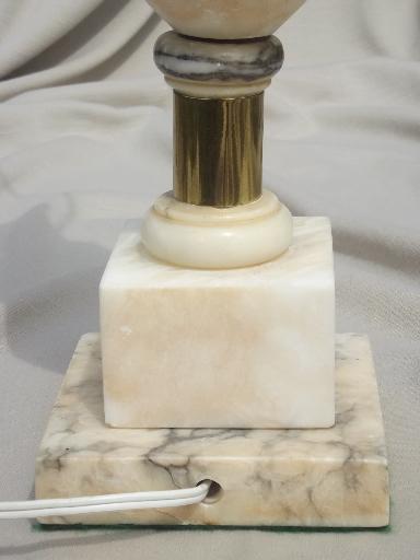 photo of mid-century vintage alabaster lamp, Italian marble carved stone table lamp #2