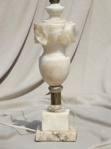 photo of mid-century vintage alabaster lamp, Italian marble carved stone table lamp #3