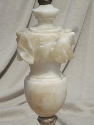 photo of mid-century vintage alabaster lamp, Italian marble carved stone table lamp #5