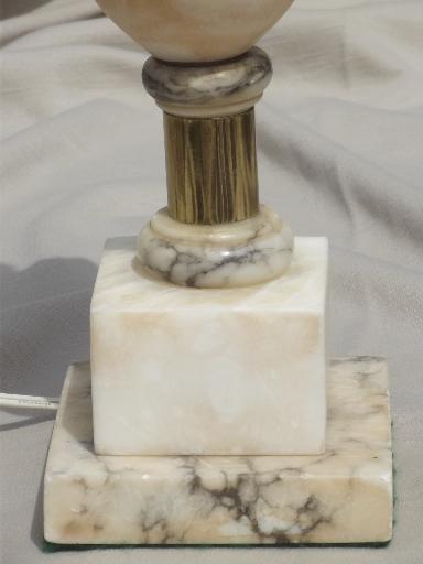 photo of mid-century vintage alabaster lamp, Italian marble carved stone table lamp #6