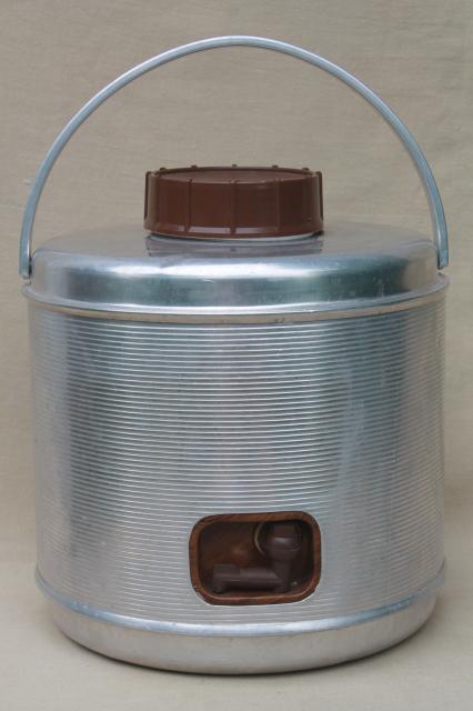 photo of mid-century vintage aluminum thermos bottle picnic cooler jug for camping / fishing #3