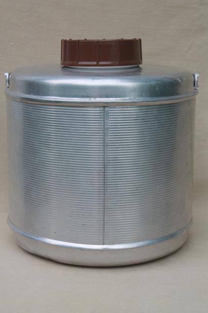 photo of mid-century vintage aluminum thermos bottle picnic cooler jug for camping / fishing #5