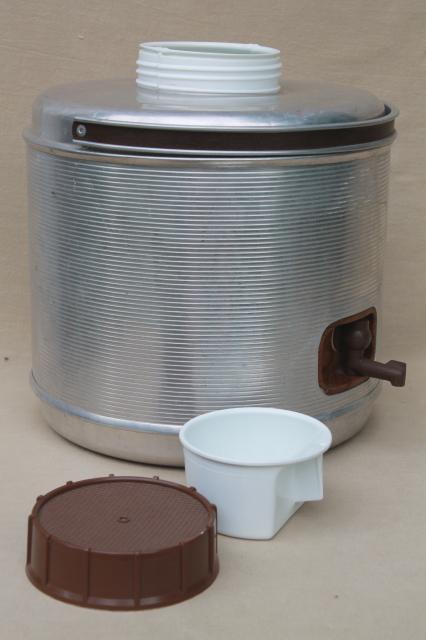 photo of mid-century vintage aluminum thermos bottle picnic cooler jug for camping / fishing #6