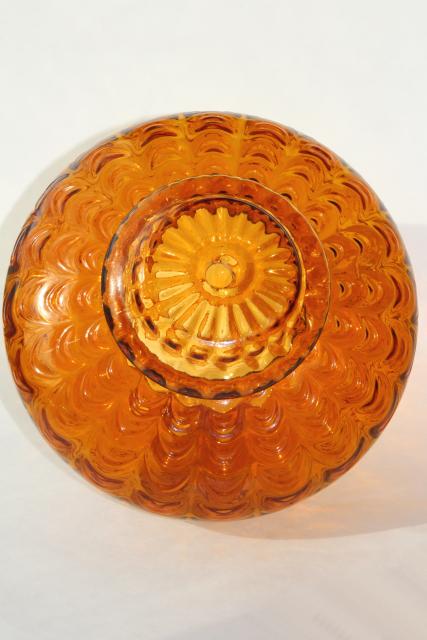 photo of mid-century vintage amber glass pendant light / swag lamp shade or globe base, hand blown glass #4