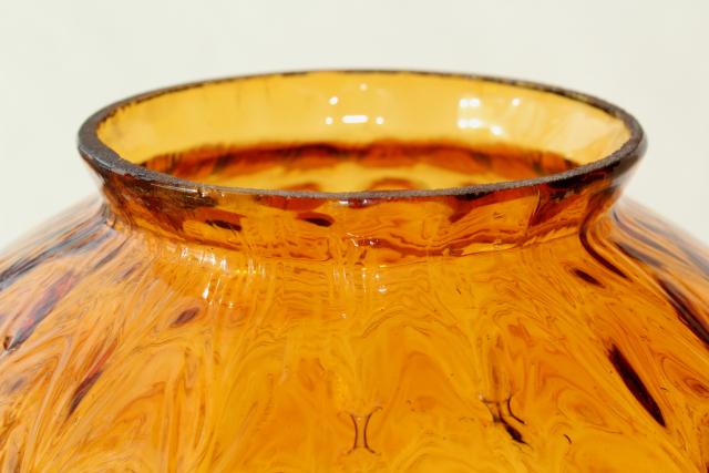 photo of mid-century vintage amber glass pendant light / swag lamp shade or globe base, hand blown glass #7