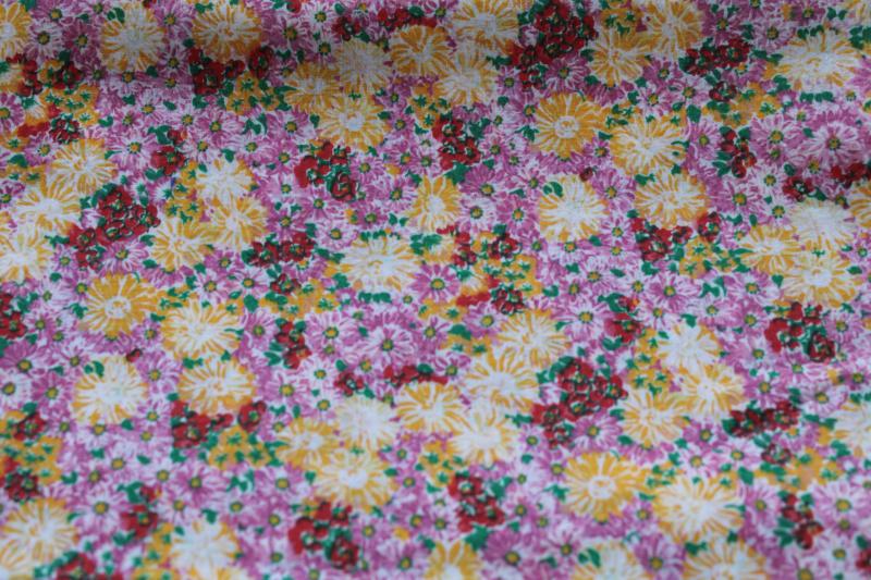 photo of mid-century vintage bright floral print cotton fabric, girly rockabilly style #1