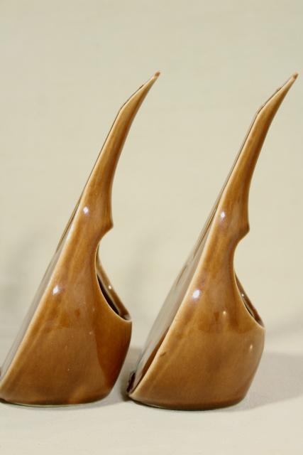 photo of mid-century vintage ceramic art pottery vases, pair of mandolin musical instruments #5