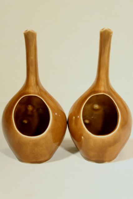 photo of mid-century vintage ceramic art pottery vases, pair of mandolin musical instruments #6