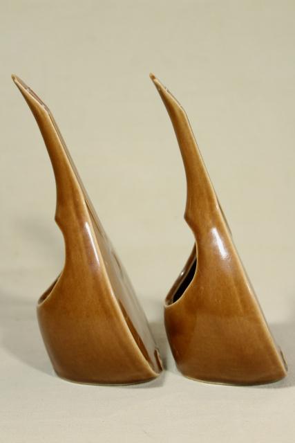 photo of mid-century vintage ceramic art pottery vases, pair of mandolin musical instruments #7