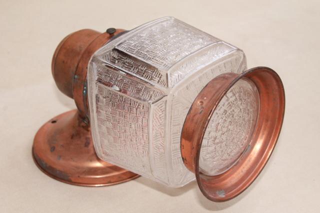 photo of mid-century vintage copper lantern wall sconce light, exterior entry lighting  #8