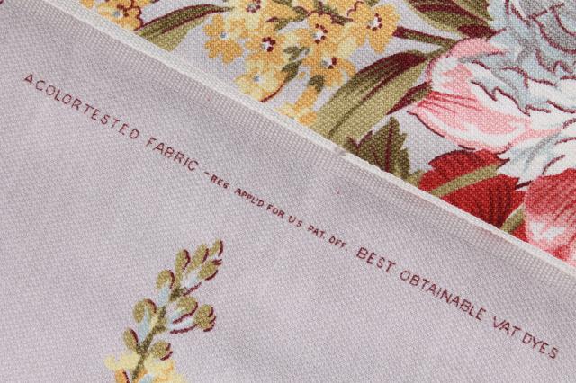 photo of mid-century vintage cotton barkcloth fabric for curtains or slipcovers, 5+ yds floral on grey #7