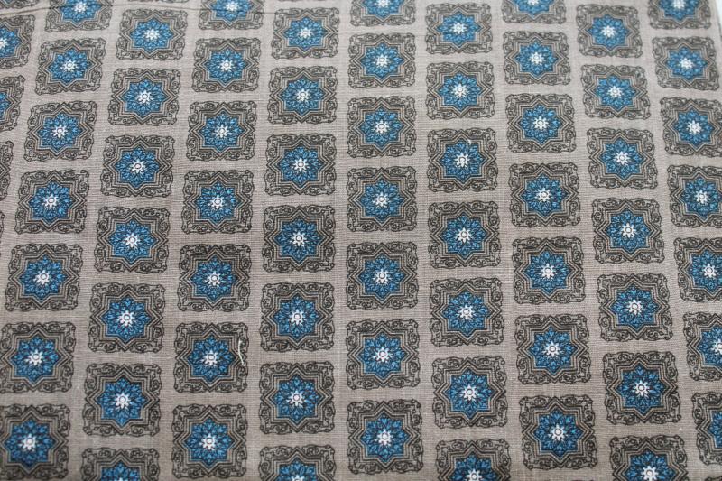 photo of mid-century vintage cotton fabric menswear print moorish tile pattern w/ stars #1