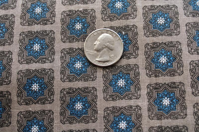 photo of mid-century vintage cotton fabric menswear print moorish tile pattern w/ stars #2