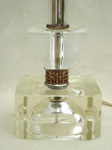 photo of mid-century vintage crystal  boudoir lamps, hollywood regency lamp pair #4