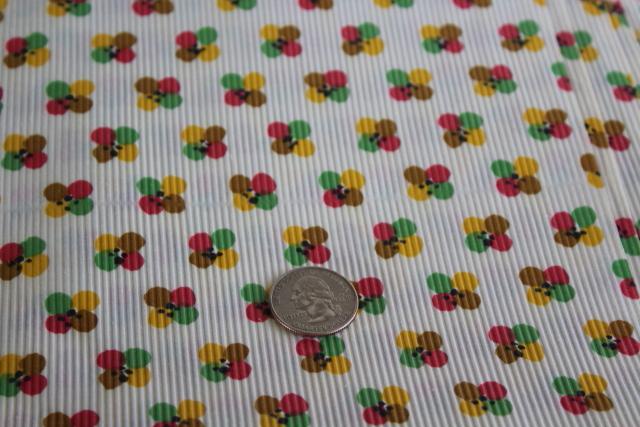 photo of mid-century vintage fabric, cord weave light cotton w/ color wheel dots print #1