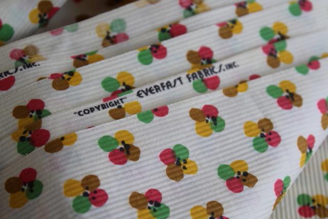 photo of mid-century vintage fabric, cord weave light cotton w/ color wheel dots print #2