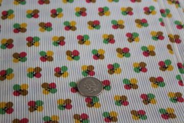 catalog photo of mid-century vintage fabric, cord weave light cotton w/ color wheel dots print